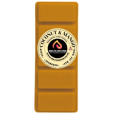 Kokosnuss & Mango Wachsschmelze Druckknopfleiste 5 Blöcke stark duftend handgefertigt UK Aromatherapie.