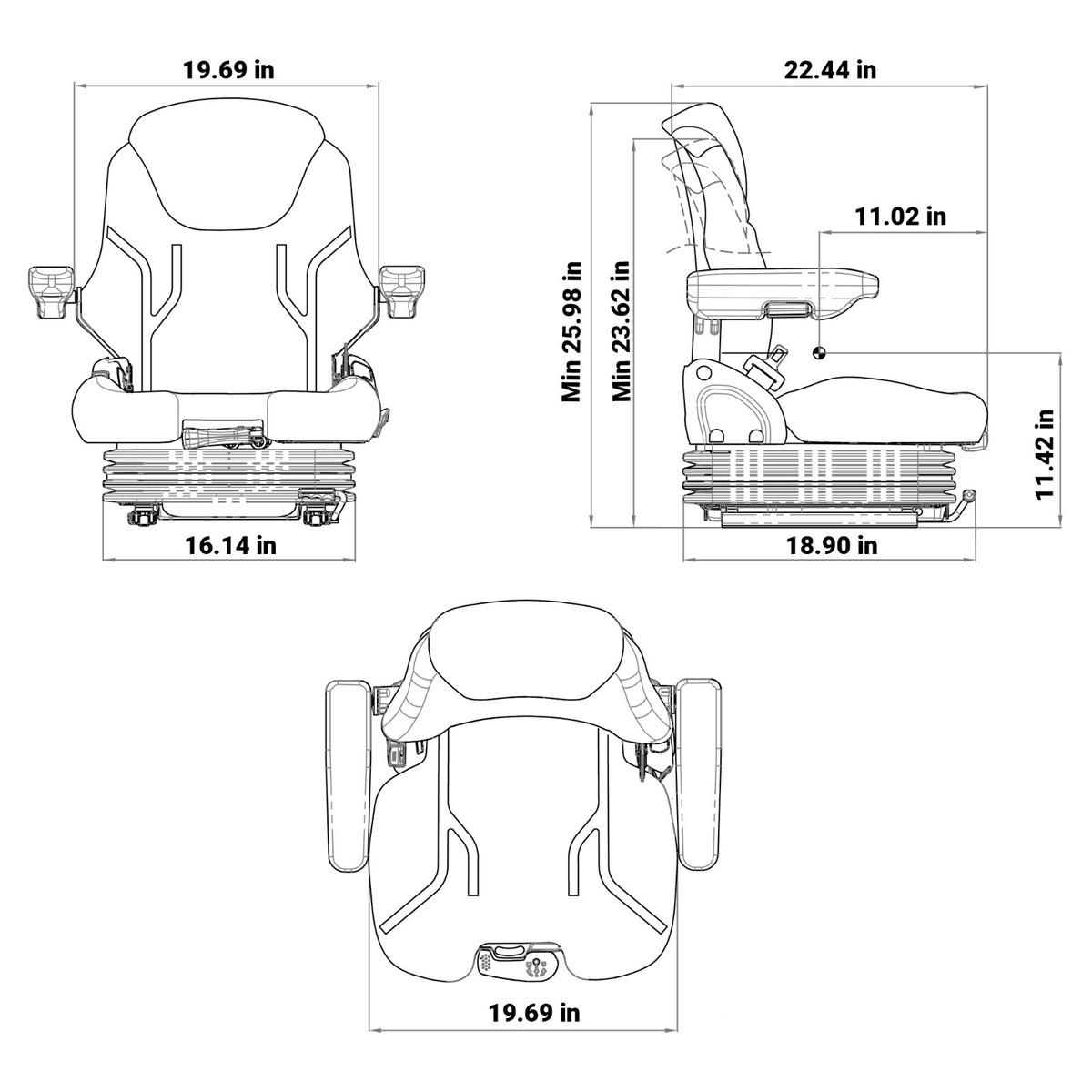 AG1003438-10 Mechanical Suspension Grey Vinyl Seat for