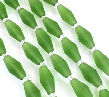 Tapered Barrel Beads, Shamrock Green w/Frosted Matte Finish, 17x8mm, 11 Beads