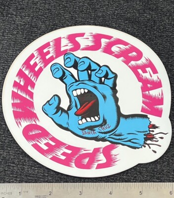 Vtg 1980 Speed Wheels Scream Santa Cruz Skateboard Sticker Large