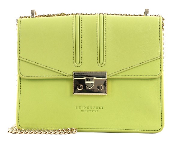Seidenfelt Manufaktur Roros Abendtasche Tasche Greyish Lime / Gold HellgrüN Neu-image