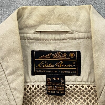 Gilet Vintage Eddie Bauer Homme Beige Marron - Taille L - Chasse Pêche