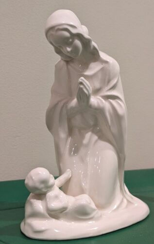 Vintage Hertwig White Porcelain Madonna and Child Statue Figurine #949 (Signed) - Afbeelding 1 van 12