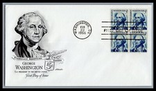 US FDC # 1283. 5c Washington Artmaster block  1966, 9L516