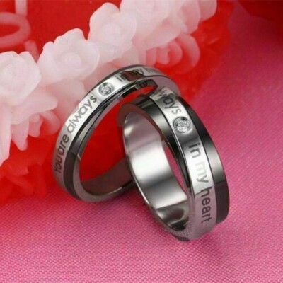 TITANIUM STEEL MENS RING YOU ARE ALWAYS IN MY HEART SIZE 10...V9