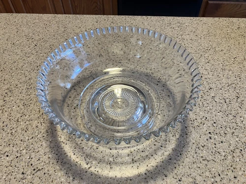Vintage Elegant Imperial Glass Candlewick Crystal Dish Bowl With Connected Base