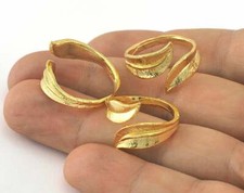 Leaf Adjustable Ring Gold Plated brass 17mm 7US inner size - Adjustable  3436