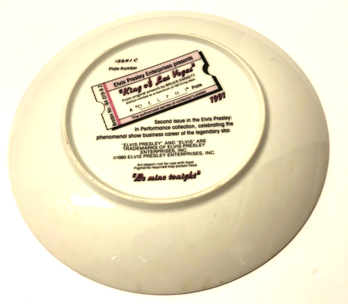 ELVIS PRESLEY In Performance King of Las Vegas BE MINE TONIGHT Porcelain Plate - Picture 2 of 2
