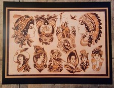 1920s antique ben corday gypsy native indian woman tattoo flash 11x14 pro print