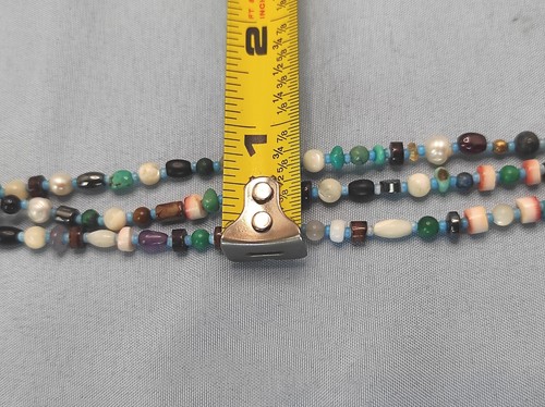 Sterling Silver Mixed Media Multistrand Bracelet 7.5" Malachite Pearl Amethyst - Picture 11 of 11