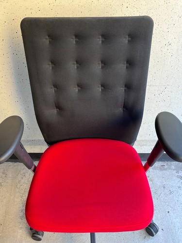 Vitra ID Trim Drehstuhl Drehsessel Bürostuhl Stoff Schwarz Rot Armlehnen - Bild 7 von 10