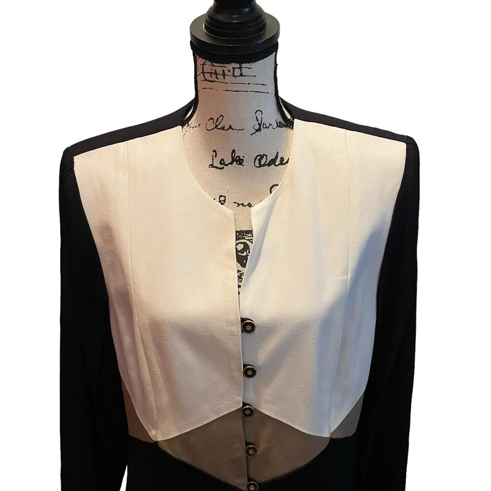 John Roberts винтажный костюм Blazer куртка черный с белый размер 14 цвет блок новый с Ярлыками - Изображение 2 из 4