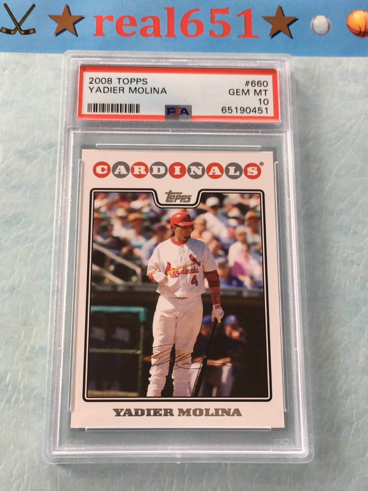 2008 Topps #660 YADIER MOLINA | Perfect PSA 10 Gem Mint | Cardinals St. Louis