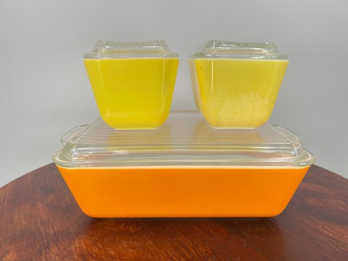 PYREX CITRUS DAISY ORANGE & YELLOW Refrigerator Dish Set-6 Pc. with Glass Lids - Picture 5 of 21