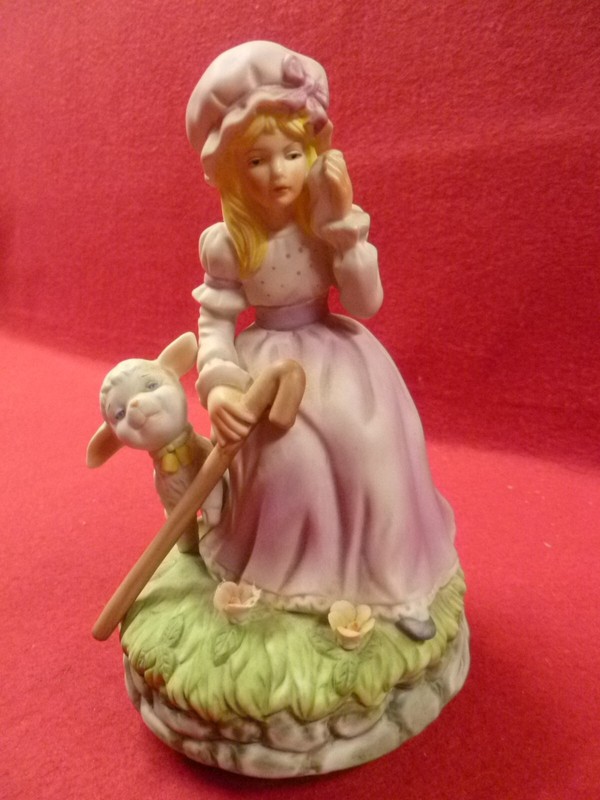 Vintage Schmid Music Box  LITTLE BO PEEP  Porcelain Mother Goose series