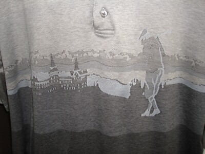 RARE Bobby Jones at St Andrews WEAVE! Gray Tones 100% Cotton S/S Polo Shirt XL