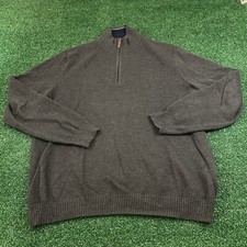 Club Room Sweater Mens Large Gray Knit Pullover Sweatshirt 1/4 Zip Comfort