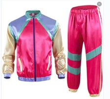 Costume tuta uomo shell nuovo anni 80 90 tuta sportiva neon adulto vestito fantasia 