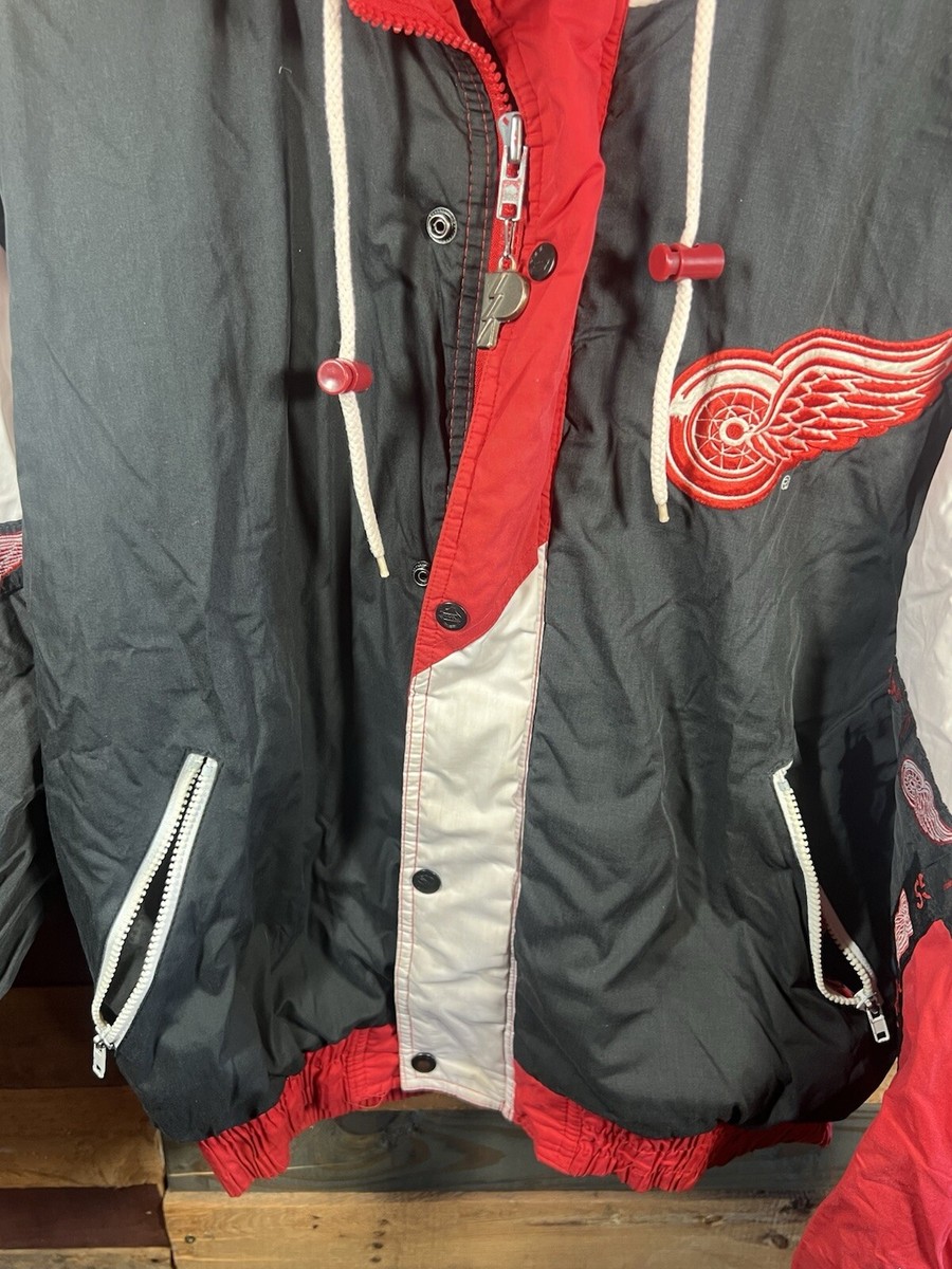 Vintage 90s Detroit Red Wings NHL Hockey Full Zip Red Puffer