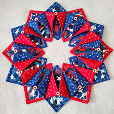Handmade Quilted Table Topper Centerpiece 3D Wreath Patriotic 20" Round Stars