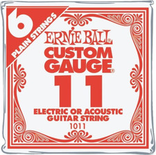 Ernie Ball Custom Gauge 11 Nickel Plain Single Guitar String 6 Pack