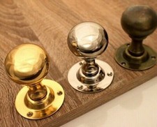 Door Knobs Victorian Period Solid Brass Antique Nickel Ball Round Style Mortice