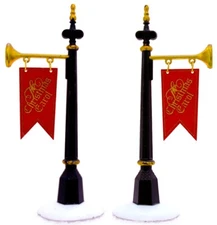 Dept. 56 Christmas Carol Holiday Sculpted Metal Signposts Set of Two (2) 58319