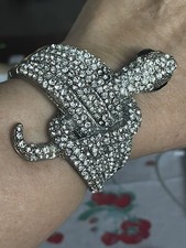 Rhinestone Snake Hinged Bracelet