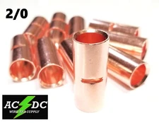 2/0 GAUGE BARE COPPER BUTT CONNECTOR 25 PK CRIMP TERMINAL AWG BATTERY