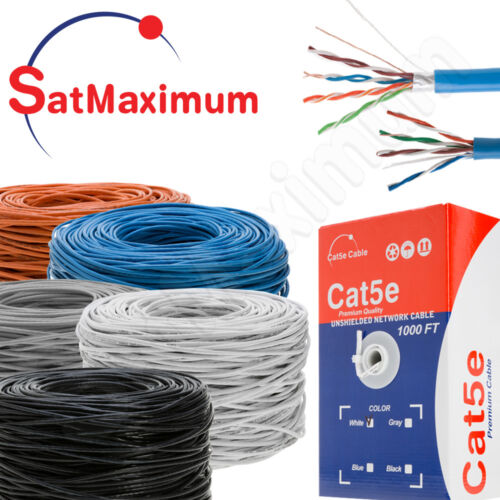 Câble 1000 pieds CAT5e fil solide 24 AWG boîte réseau Ethernet Cat5 RJ45 UTP FTP en vrac - Photo 1 sur 20