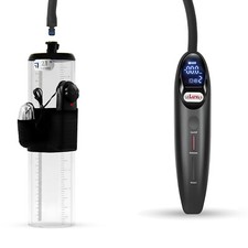 LeLuv Vibrating Penis Pump Magna Smart LCD 9", 12" Length Thick Wall Cylinder