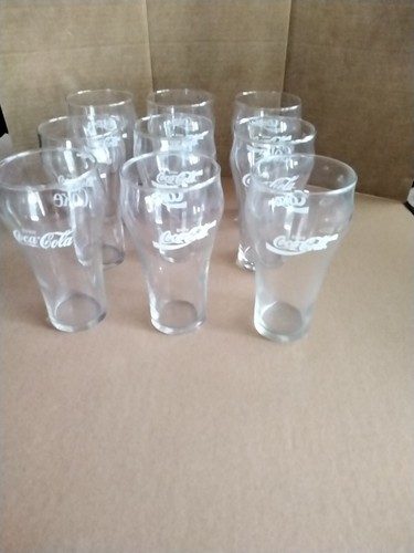 Coca Cola Enjoy Coke Glasses Nine Glass Lot Bell Shaped Soda Fountain 6 " Clear - Picture 3 of 8