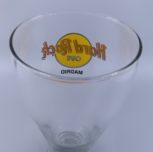 Hard Rock Cafe Madrid Souvenir Tall Footed Pilsner Beer Glass HRC 8 1/2" - Picture 8 of 11