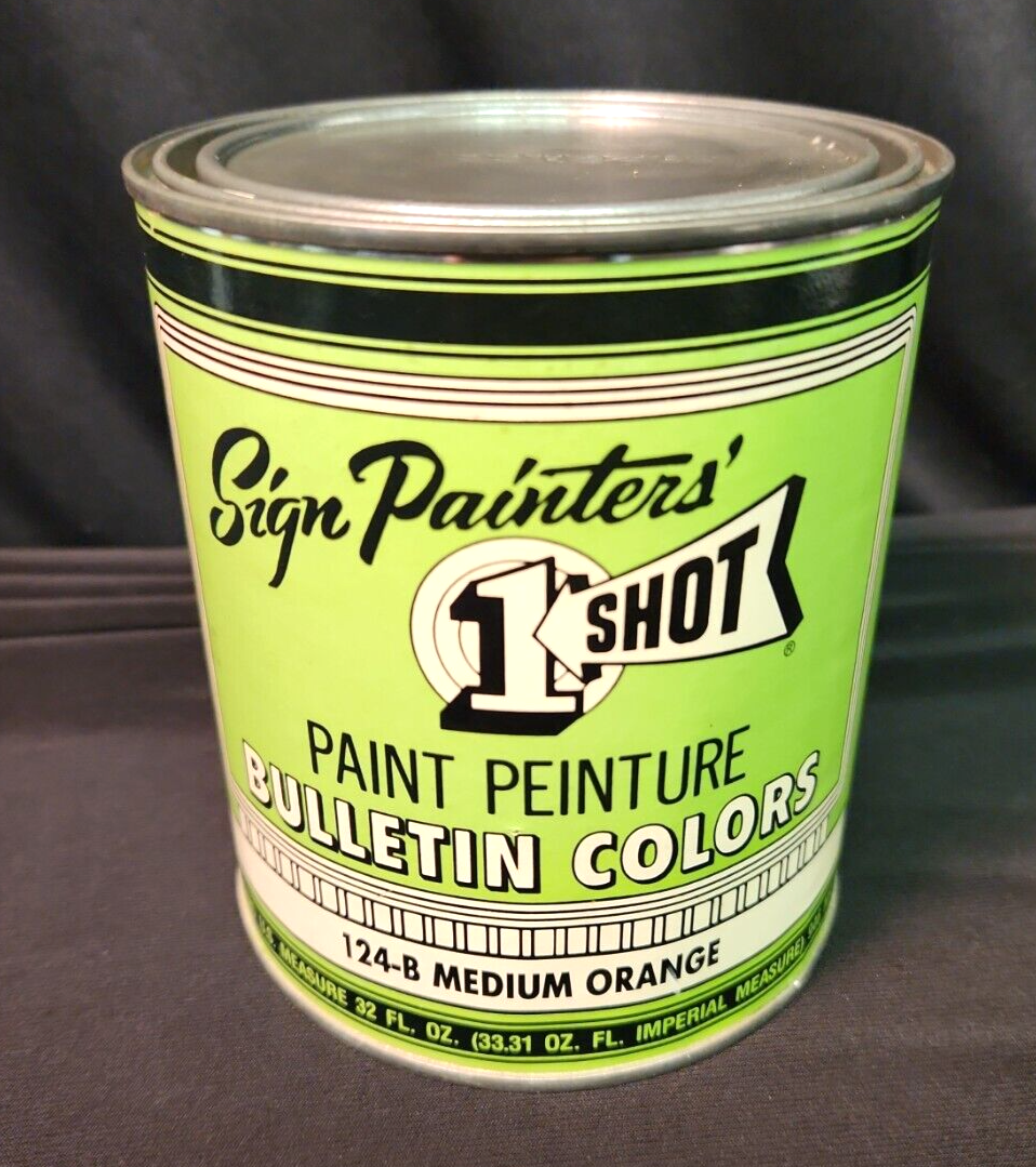 1 Shot Sign Bulletin Colors Paint 1 Quart QT 124B MEDIUM ORANGE One
