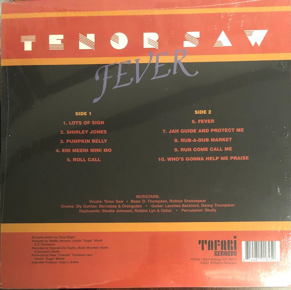 TENOR SAW - Fever (New Sealed Vinyl, 1985/2021) Reggae