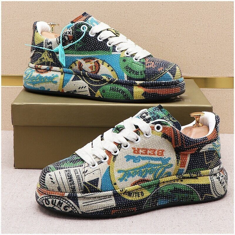 New Men Charm Rhinestones Thick Bottom Casual Vulcanization Sneakers Shoes