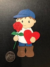 HANDMADE Die Cut - 1 Valentine Boy Scrapbook / Card Embellishment FREE SHIP