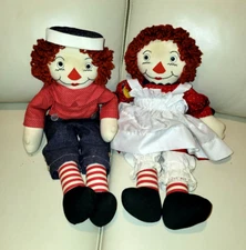 Raggedy Ann and Andy Dolls Vintage 21” Handmade Vintage 1960's