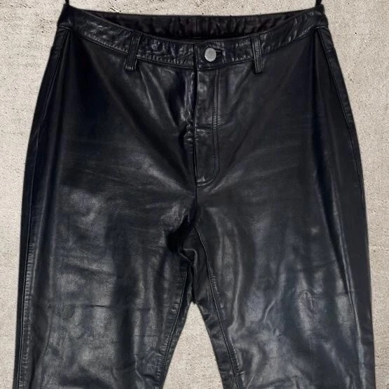 Banana Republic кожаные брюки прямой ноги черный натуральной кожи размер 6 - Изображение 2 из 4