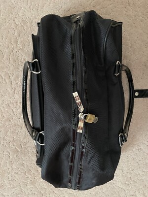 WORLD BOUND wheeled luxurous duffle bag black shark skin shiny trim 20Lx11Wx12H