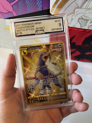 2021 Pokemon Battle Styles 179/163 Houndoom Gold Secret Rare Graded AGS 9