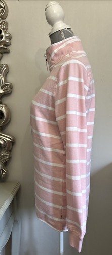 Woolovers Bio Baumwolle 3/4 Zip Sweatshirt Oberteil rosa weiß bretonisch gestreift Gr. M - Bild 7 von 10