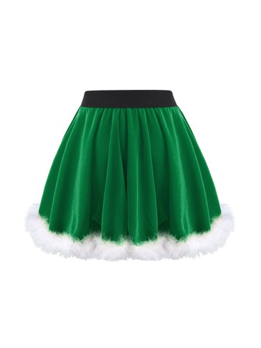 Girls Christmas Santa Costume Velvet Skirt Xmas Theme Party Dance Mini Dress - Picture 21 of 35