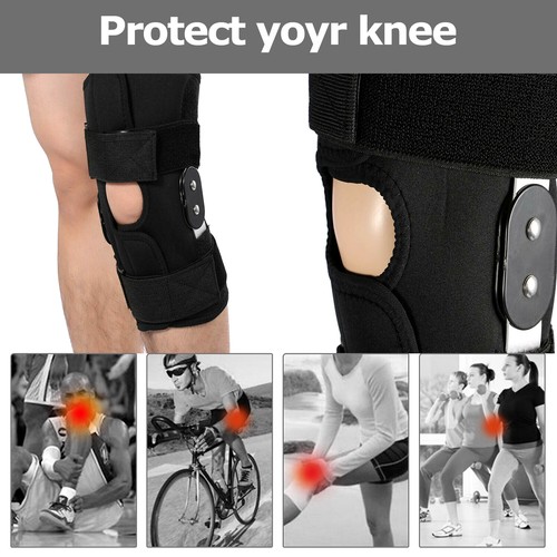 Knee Brace Hinged Compression Sleeve Joint Support Open Patella Stabilizer Wrap - Picture 7 of 13
