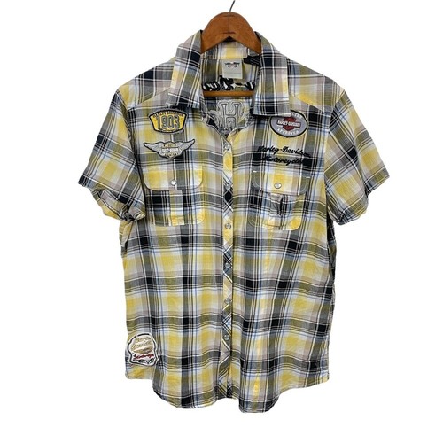 HarleyDavidson Motor Clothes Plaid button up shirt w… Gem