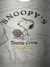 H&M Women’s XL Sweatshirt Gray Snoopy’s Tennis Crew Oversized Gym Lounge Comfy
