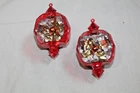 Jewel Brite Diorama Scene Hexagon Christmas Ornaments  Set Of 2 Poinsettas