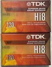 2 NEW Sealed TDK Hi 8 MP 120 Camcorder Video Cassette Superior Grade Tapes