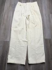 Vintage Ralph Lauren Womens Corduroy Pleated Pants Straight Leg White Size 14
