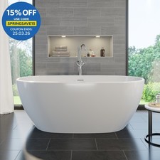 Freestanding Double Ended Bath Luxury Acrylic Bathtub & Waste White 1500x730mm